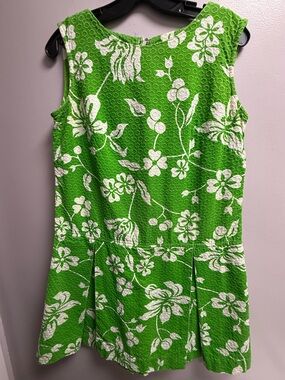 EUVC Handmade 1960’s Vintage Kelly Green/White Sleeveless Hawaiian Skorts Romper